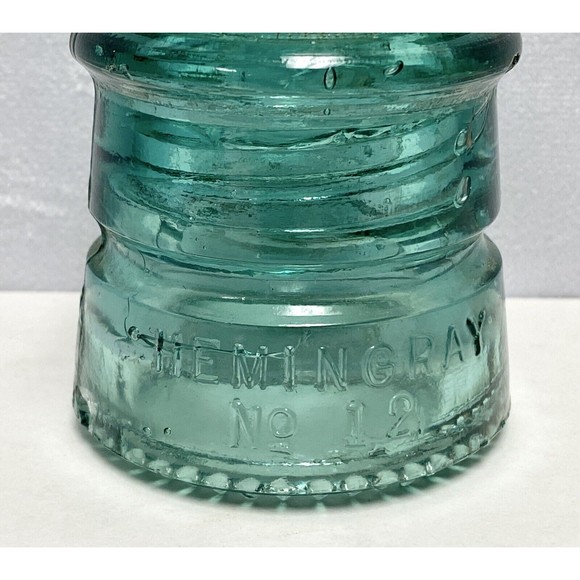 Vintage Small Hemingray-12 Aqua Green Insulator 3.5 Inch - Picture 2 of 10